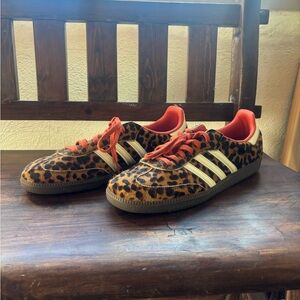 Adidas Leopard Print Sneakers - Brown and Red